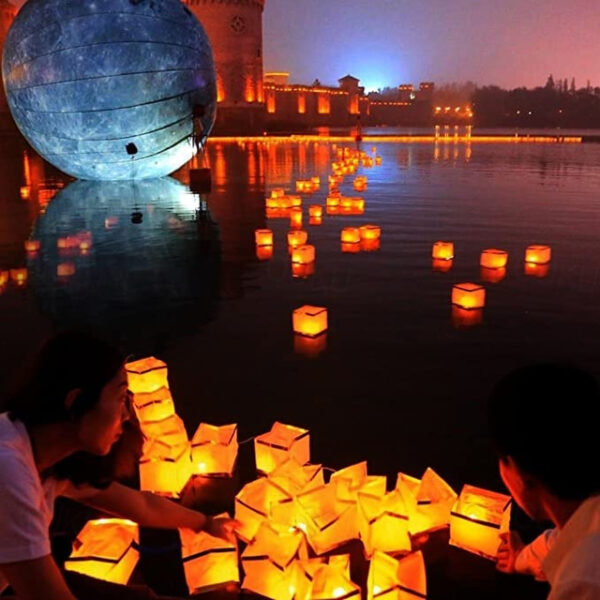 10PCS Square Paper Lantern With Floating Water Lanterns For Wedding Birthday Party No Candle 15X15CM/6“X6“ 2025 - US $10.99