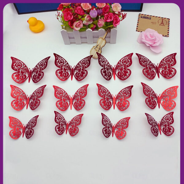 12pcs/set 3D Valentine's Day Hollow Butterfly Stickers Decorate Birthday Wedding Festival Dance Art Wall Stickers. 2024 - US $6.99