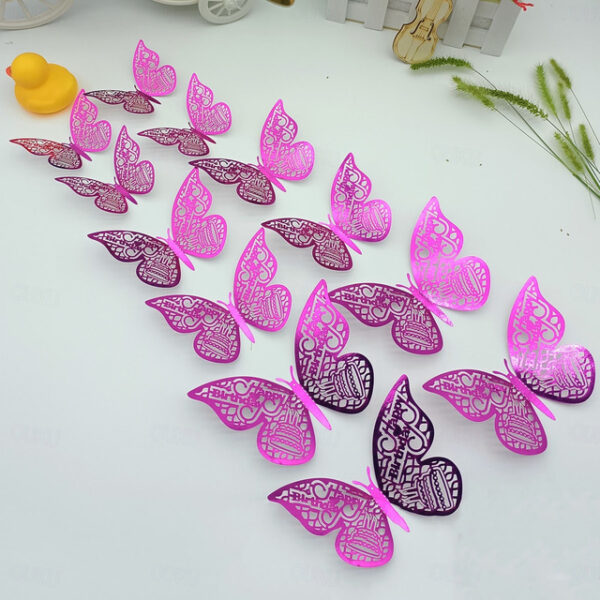 12pcs/set 3D Valentine's Day Hollow Butterfly Stickers Decorate Birthday Wedding Festival Dance Art Wall Stickers. 2024 - US $6.99