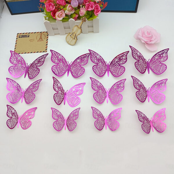 12pcs/set 3D Valentine's Day Hollow Butterfly Stickers Decorate Birthday Wedding Festival Dance Art Wall Stickers. 2024 - US $6.99