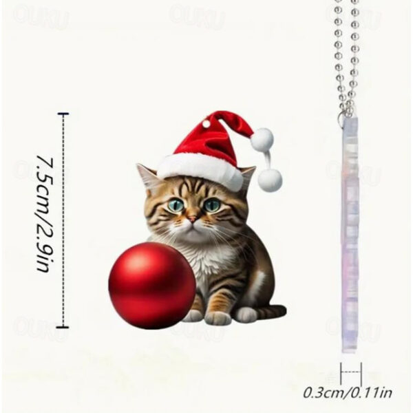 1pc Christmas 2D Acrylic Cat Hanging Decoration - Cute Cat Ornament for 2024 - New Year Festive Party Supplies - Ideal Winter Gift for Cat Lovers 2025