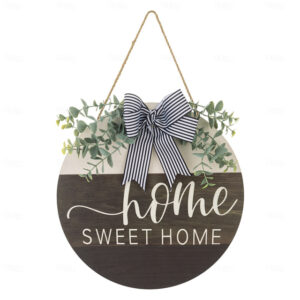 1pc Crafting 12 Inches Welcome Sigh For Front Door Big Wooden Wreath Welcome Wreath Farmhouse Front Door Decoration Housewarming Gift for Home Outdoor