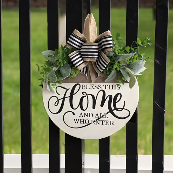 1pc Crafting 12 Inches Welcome Sigh For Front Door Big Wooden Wreath Welcome Wreath Farmhouse Front Door Decoration Housewarming Gift for Home Outdoor