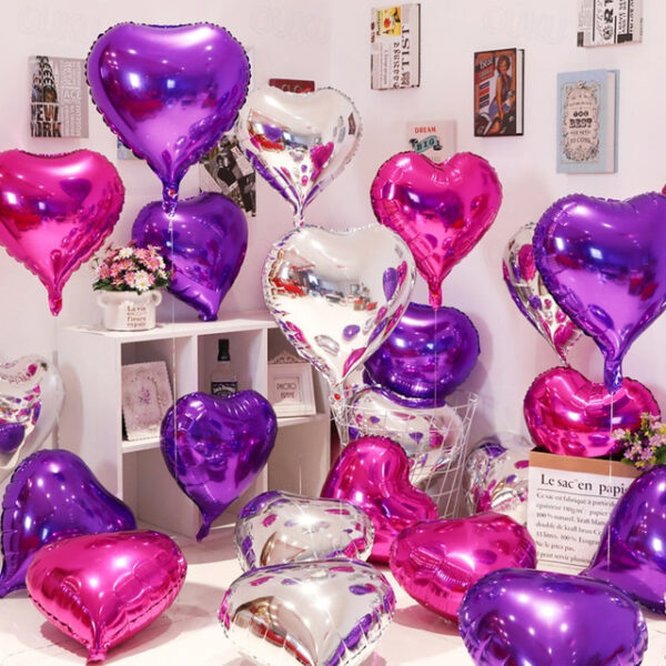 1pcs Valentine's Day 13inch Foil Balloon Love Heart For Valentine's Day Pink Float Empty Room Romantic Arrangement Knot Proposal Birthday Heart Decora