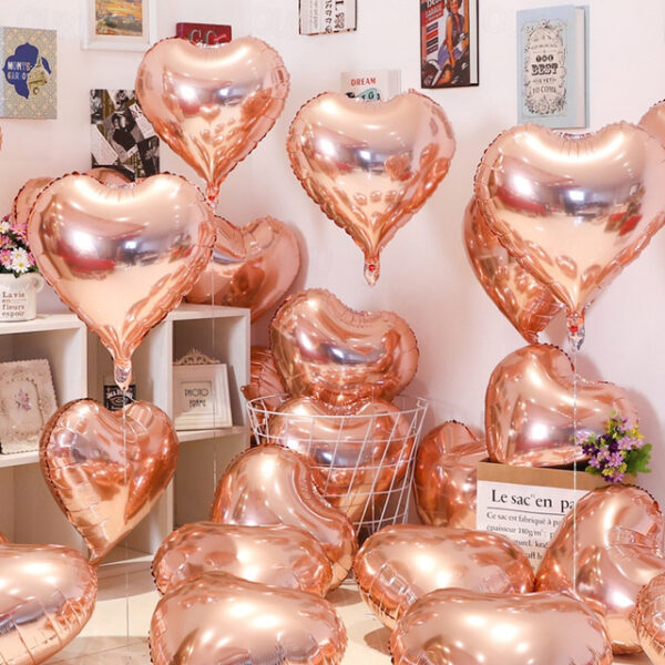 1pcs Valentine's Day 13inch Foil Balloon Love Heart For Valentine's Day Pink Float Empty Room Romantic Arrangement Knot Proposal Birthday Heart Decora