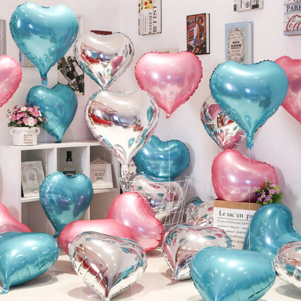 1pcs Valentine's Day 13inch Foil Balloon Love Heart For Valentine's Day Pink Float Empty Room Romantic Arrangement Knot Proposal Birthday Heart Decora