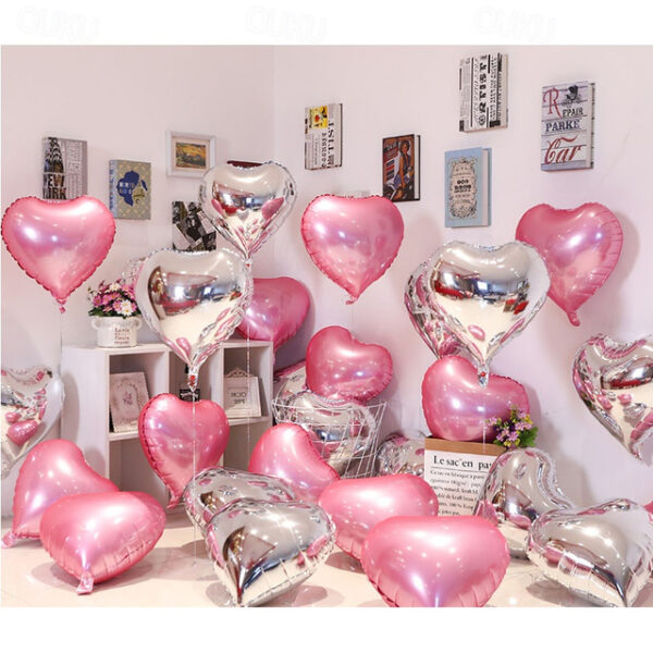 1pcs Valentine's Day 13inch Foil Balloon Love Heart For Valentine's Day Pink Float Empty Room Romantic Arrangement Knot Proposal Birthday Heart Decora