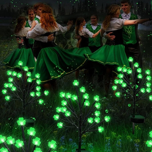 20 LED St Patricks Day Decorations Solar Shamrock Stake Lights, Outdoor Shamrock Tree Lights, With Party Gifts Decor-Solar Garden Lights, For St. Patr
