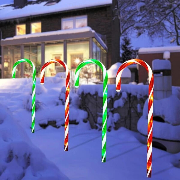 5-in-1 Solar Christmas Star, Snowflake, Peppermint Candy Cane Stake Lights - Outdoor Pathway Decoration Pathway Lights for Yard & Garden 2025 - US $21