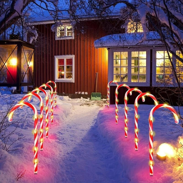 5-in-1 Solar Christmas Star, Snowflake, Peppermint Candy Cane Stake Lights - Outdoor Pathway Decoration Pathway Lights for Yard & Garden 2025 - US $21