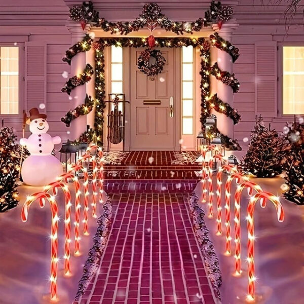 5-in-1 Solar Christmas Star, Snowflake, Peppermint Candy Cane Stake Lights - Outdoor Pathway Decoration Pathway Lights for Yard & Garden 2025 - US $21