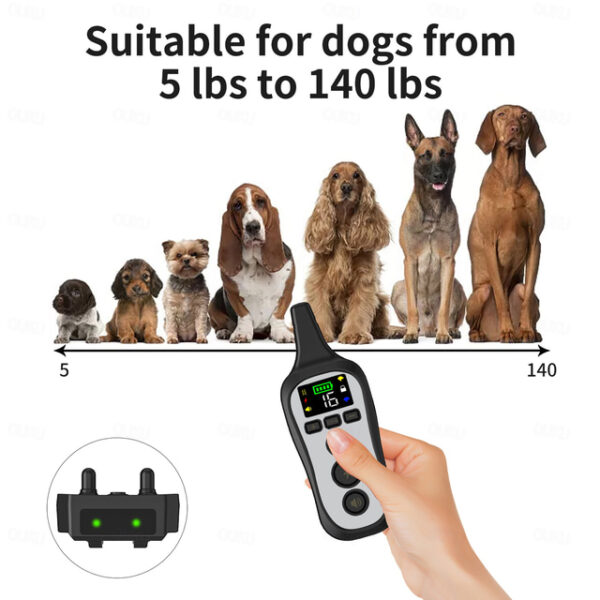 600M Electric Pet Dog Training Collar IPX7 Waterproof Rechargeable Collar Pet Anti Bark Remote Control Collar Pet Trainer Vibration Shock 16 Level Adj