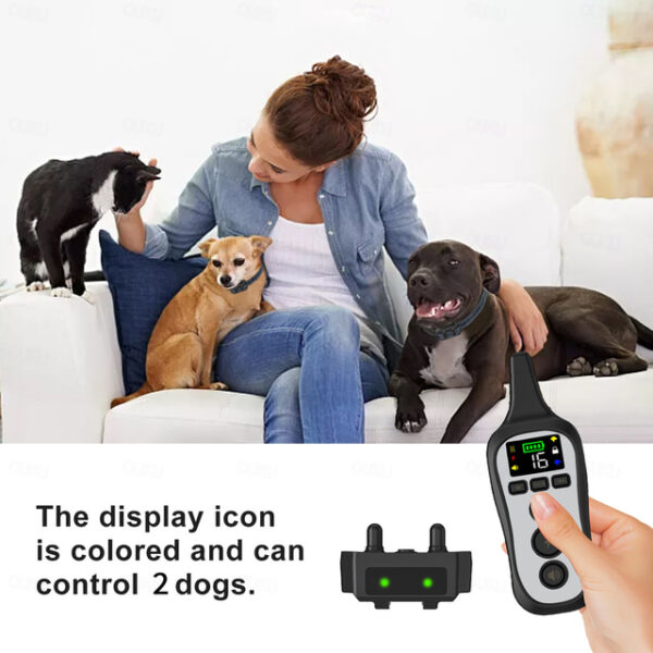 600M Electric Pet Dog Training Collar IPX7 Waterproof Rechargeable Collar Pet Anti Bark Remote Control Collar Pet Trainer Vibration Shock 16 Level Adj