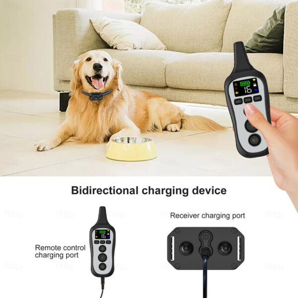 600M Electric Pet Dog Training Collar IPX7 Waterproof Rechargeable Collar Pet Anti Bark Remote Control Collar Pet Trainer Vibration Shock 16 Level Adj