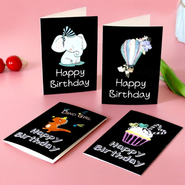 6pcs/sets Happy Birthday Card Cute Cartoon Dinosaur Cake Gift Postcard with Envelope Sticker Birthday Party Invitation Greeting Card. 2025 - US $5.99