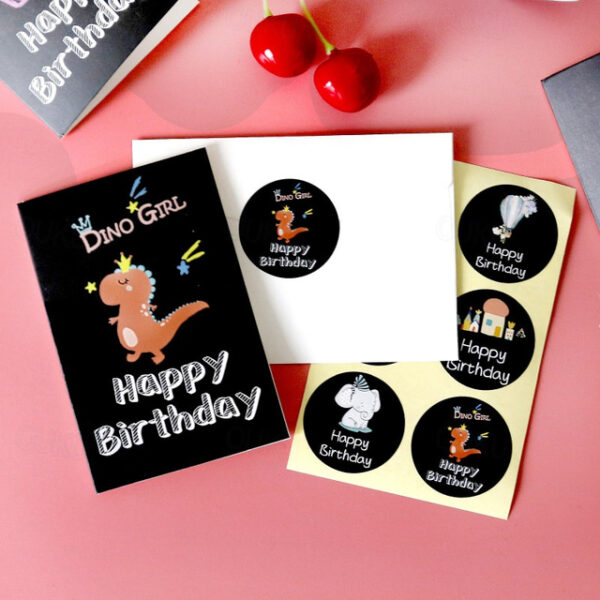 6pcs/sets Happy Birthday Card Cute Cartoon Dinosaur Cake Gift Postcard with Envelope Sticker Birthday Party Invitation Greeting Card. 2025 - US $5.99