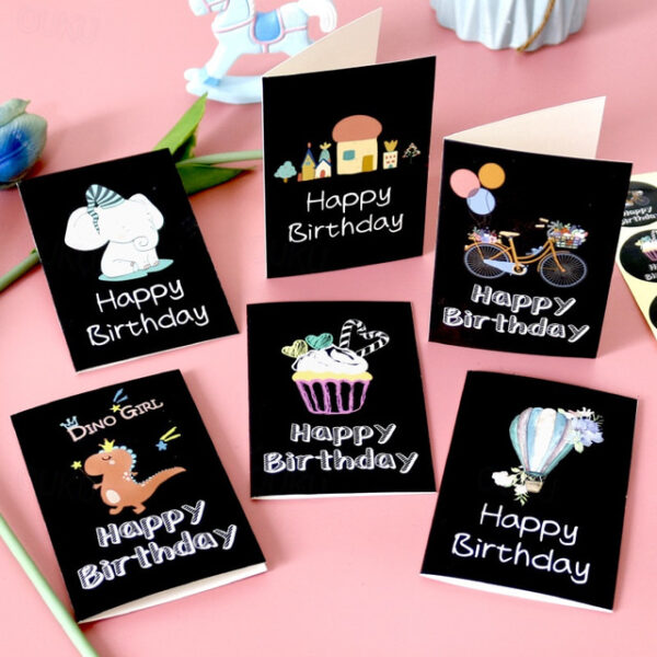 6pcs/sets Happy Birthday Card Cute Cartoon Dinosaur Cake Gift Postcard with Envelope Sticker Birthday Party Invitation Greeting Card. 2025 - US $5.99