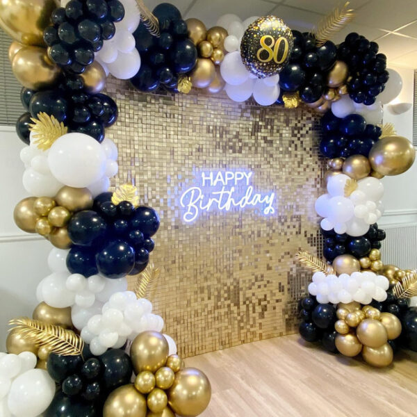 86pcs New Year Ballons Set Black and Gold Balloon Garland Arch Kit, Black Gold White Latex Balloons for Graduation Party Birthday Anniversary Festival