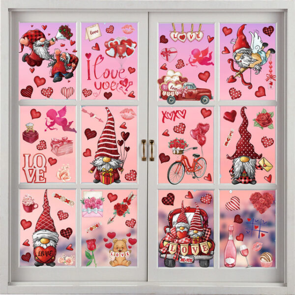 9pcs/set Valentine's Day Static Window Stickers Gnomes Gnomes Window Glass Window Stickers. 2025 - US $6.99