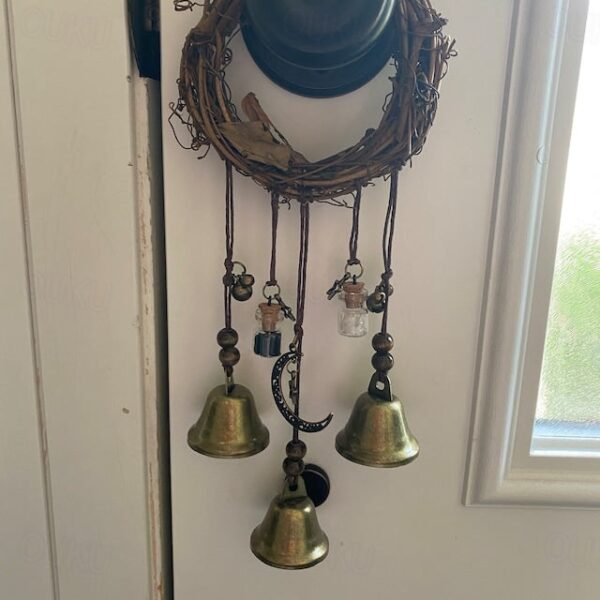 Bells for Door Knob for Protection, Witch Wind Chimes Door Hanger, Handmade Rattan Wind Chimes Witch Decor, Protection Witchcraft Home Decor-1pcs 2025