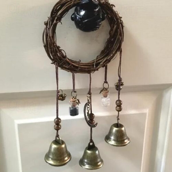 Bells for Door Knob for Protection, Witch Wind Chimes Door Hanger, Handmade Rattan Wind Chimes Witch Decor, Protection Witchcraft Home Decor-1pcs 2025