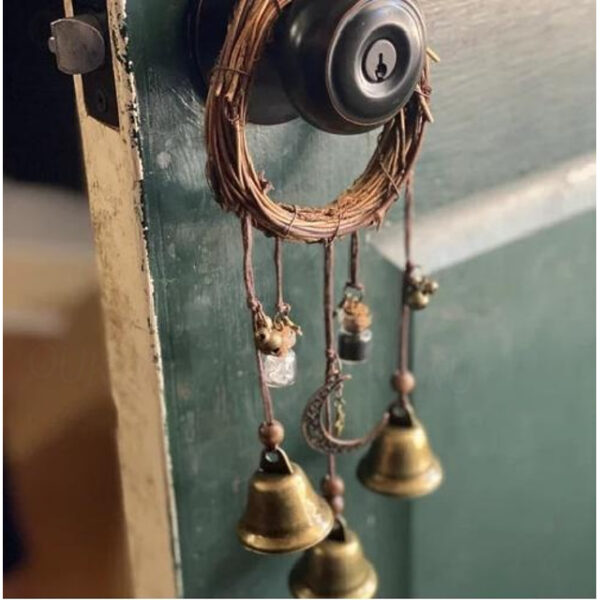 Bells for Door Knob for Protection, Witch Wind Chimes Door Hanger, Handmade Rattan Wind Chimes Witch Decor, Protection Witchcraft Home Decor-1pcs 2025