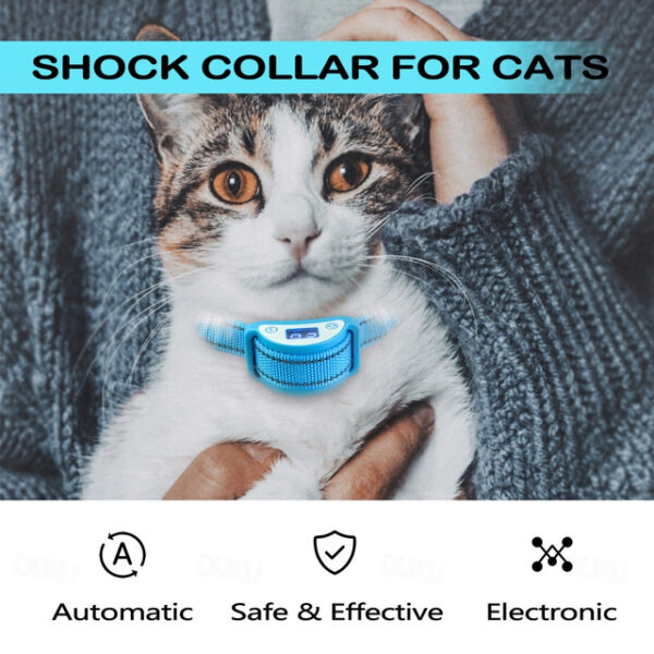 Cats Prevent Meowing Designed Bark Collar for Dogs, Bark Shock Collar Automatic,Sound Vibrate and Shock 3 Working Modes for Waterproof & Rechargeable