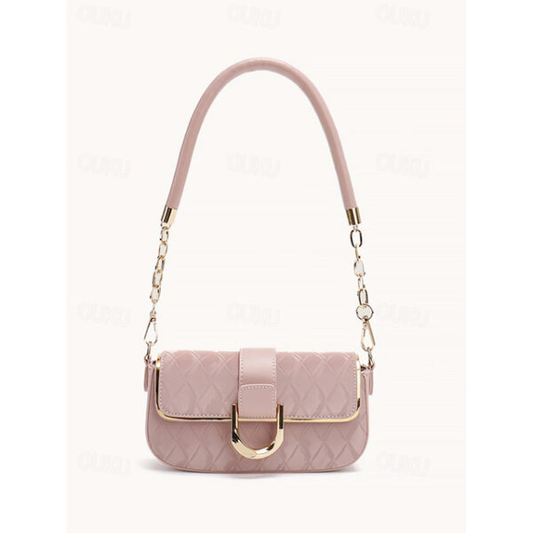 Chic Blush Pink Quilted Shoulder Bag with Elegant Gold Chain – Perfect Accessory for Daytime Outings and Evening Events 2025 - US $16.99