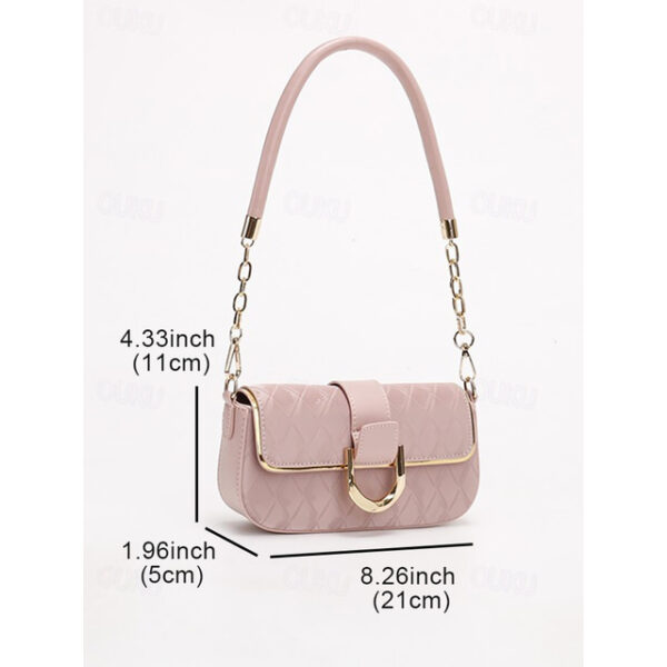 Chic Blush Pink Quilted Shoulder Bag with Elegant Gold Chain – Perfect Accessory for Daytime Outings and Evening Events 2025 - US $16.99