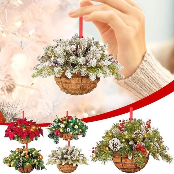 Christmas Basket Gift Hanging Pendant Ornaments Artificial Decoration Pre-lit Wood Christmas 2D Acrylic Tree Decoration Xmas Gift 2024 - US $2.99