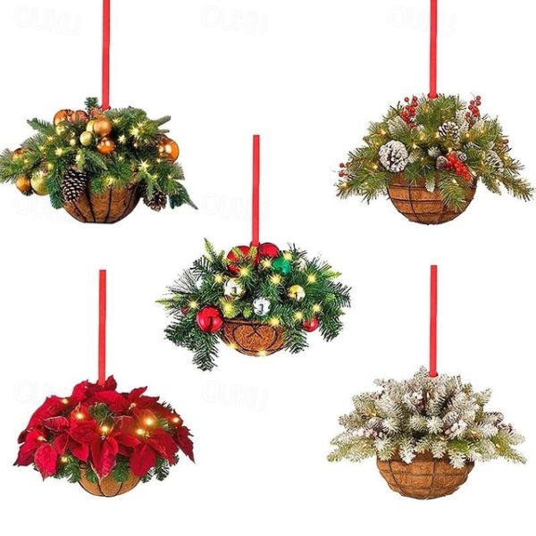 Christmas Basket Gift Hanging Pendant Ornaments Artificial Decoration Pre-lit Wood Christmas 2D Acrylic Tree Decoration Xmas Gift 2024 - US $2.99