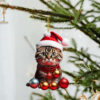 Christmas Cat Ornament,Acrylic 2D Flat Printed Xmas Tree Ornament and Car Rear View Mirror Accessories for Cat Lover 2025 - US $5.49