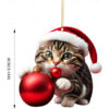 Christmas Cat Ornament,Acrylic 2D Flat Printed Xmas Tree Ornament and Car Rear View Mirror Accessories for Cat Lover 2025 - US $5.49