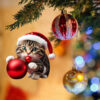 Christmas Cat Ornament,Acrylic 2D Flat Printed Xmas Tree Ornament and Car Rear View Mirror Accessories for Cat Lover 2025 - US $5.49