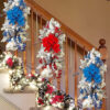 Christmas Decorations Christmas Wreaths Xmas Swags with Lights Cordless Prelit Stairway Stairway Staircase Window Wall Decoration Teardrop Trim Wreath