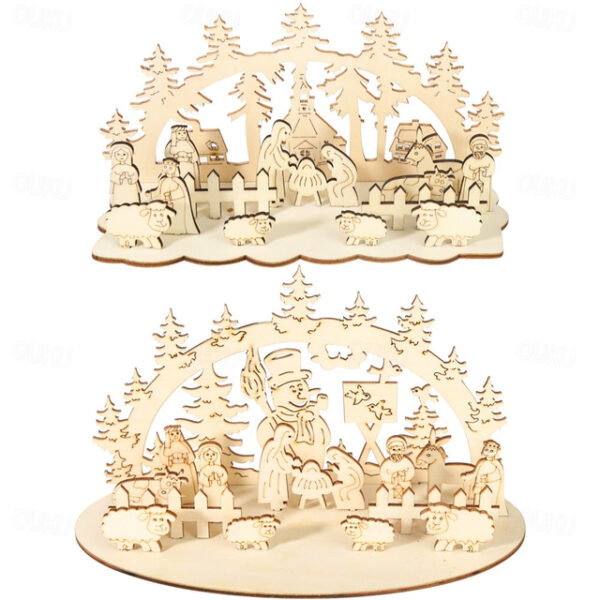 Christmas Gift Diy Desk Wooden Nativity Decoration Chalet Forest Home Party Belen Decoration 2025 - US $5.99