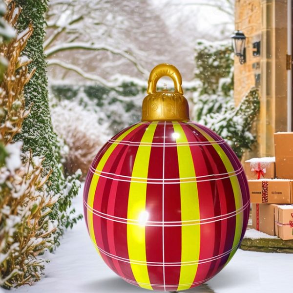 Christmas Outdoor Inflatable Decorated Ball 60cm(23.6Inch) Xmas Huge Large Ornaments for Tree Yard Lawn Garden Porch Blow Up Balls Ornaments with Pump