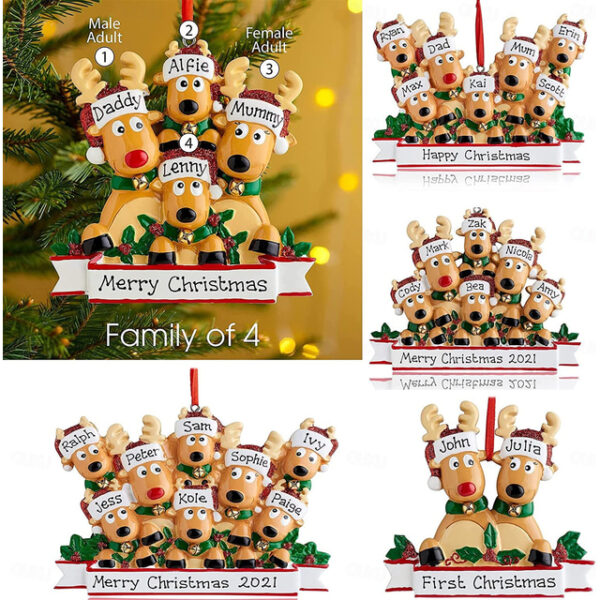 Christmas Tree Decorations Reindeer Family Cute Couple Deer Glitter Christmas Hat Traditional Rudolph Assorted Christmas Pendant Cute Deer Festive Win