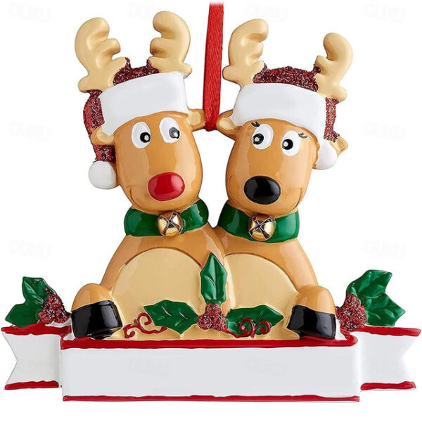 Christmas Tree Decorations Reindeer Family Cute Couple Deer Glitter Christmas Hat Traditional Rudolph Assorted Christmas Pendant Cute Deer Festive Win