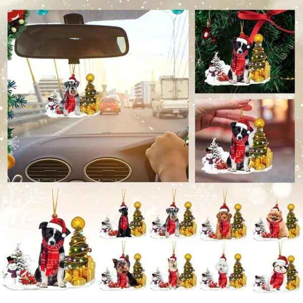 Creative New Car Pendant Christmas Dog Snowman Ornament Christmas Tree Pendant Acrylic Backpack Pendant Xmas Gift 2024 - US $4.99