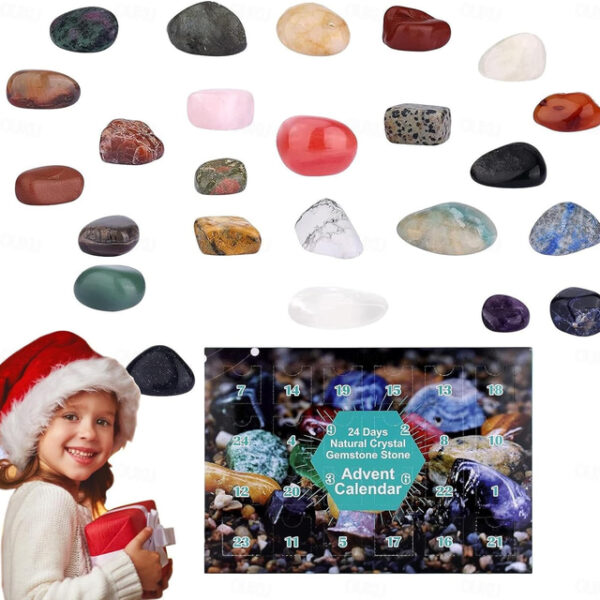 Crystal Advent Calendar 2024 Christmas Healing Crystal Advent Calendar Crystal Repair Stone Kit 24pcs Rock Collection Countdown Calendar For Birthday