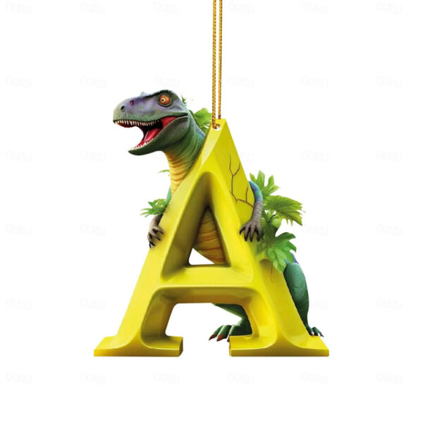 Dinosaur Christmas Ornament 26 Letters Hanging Pendant Ornaments 2024 Plastic Initial Monogram Xmas Tree Decorations with Hanging Rope Unique Customiz