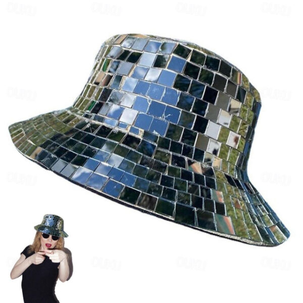 Disco Bucket Hat, Glitter Mirror Disco Fishing Hat, Disco Ball Hats for DJ, Bucket Cap with Glitter Sequins for Club 2025 - US $24.99