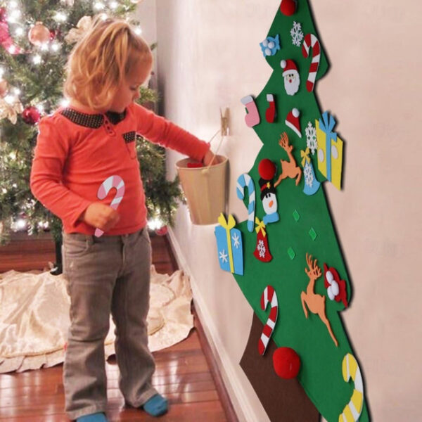 DIY Felt Christmas Tree Set with Ornaments for Kids, Xmas Gifts, New Year Door Wall Hanging Decorations 2025 - US $17.49