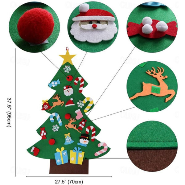 DIY Felt Christmas Tree Set with Ornaments for Kids, Xmas Gifts, New Year Door Wall Hanging Decorations 2025 - US $17.49