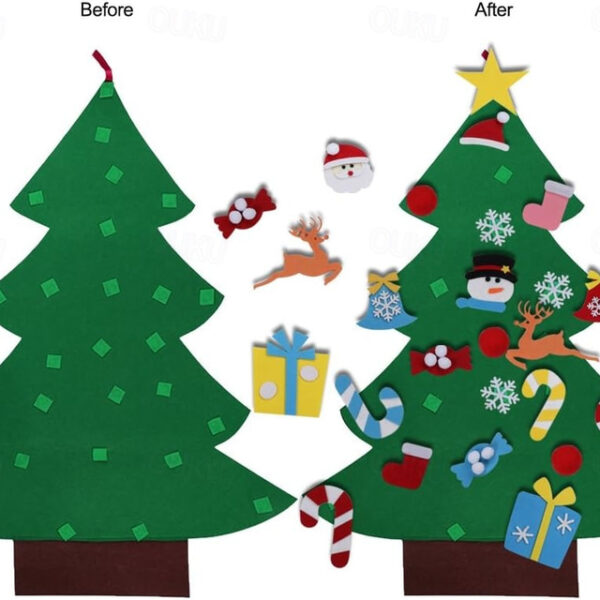 DIY Felt Christmas Tree Set with Ornaments for Kids, Xmas Gifts, New Year Door Wall Hanging Decorations 2025 - US $17.49