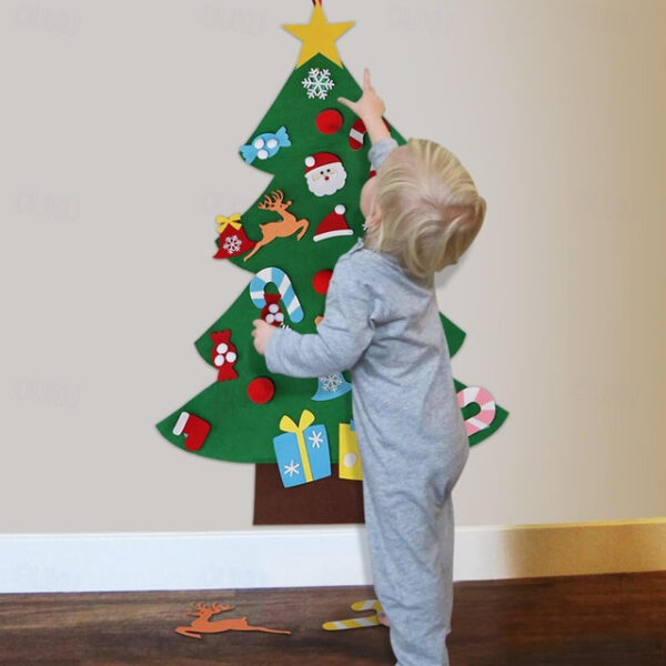 DIY Felt Christmas Tree Set with Ornaments for Kids, Xmas Gifts, New Year Door Wall Hanging Decorations 2025 - US $17.49