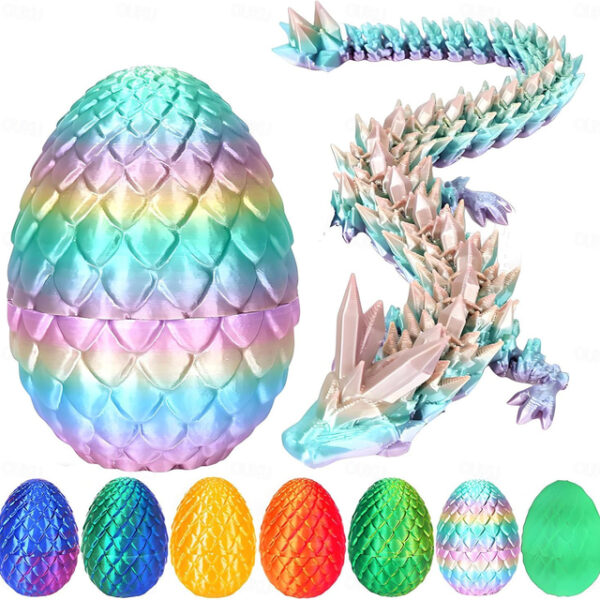 Easter 3D Printed Dragon Egg, Mystery Crystal Dragon Egg Fidget Toys Surprise, Easter Eggs Articulated Crystal Dragon Eggs with Dragon Inside 2025 - U