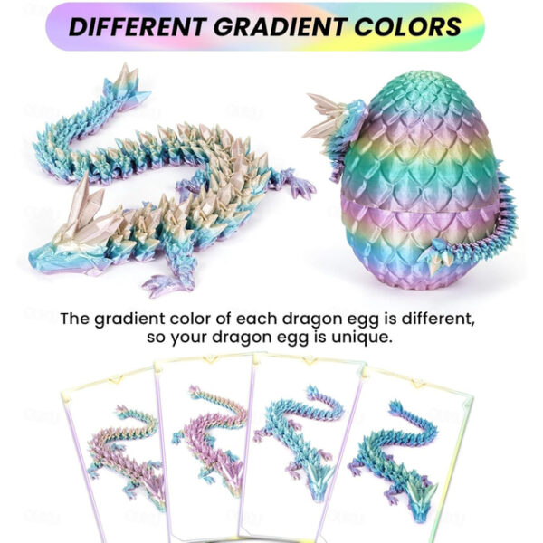 Easter 3D Printed Dragon Egg, Mystery Crystal Dragon Egg Fidget Toys Surprise, Easter Eggs Articulated Crystal Dragon Eggs with Dragon Inside 2025 - U