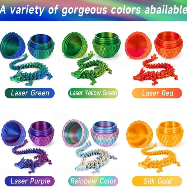 Easter 3D Printed Dragon Egg, Mystery Crystal Dragon Egg Fidget Toys Surprise, Easter Eggs Articulated Crystal Dragon Eggs with Dragon Inside 2025 - U